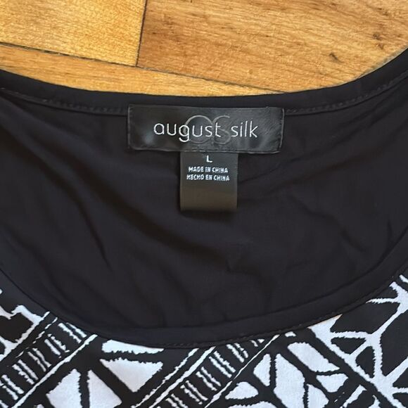 August Silk Women’s Black and White Patterned Tank Top Size L - Picture 5 of 6